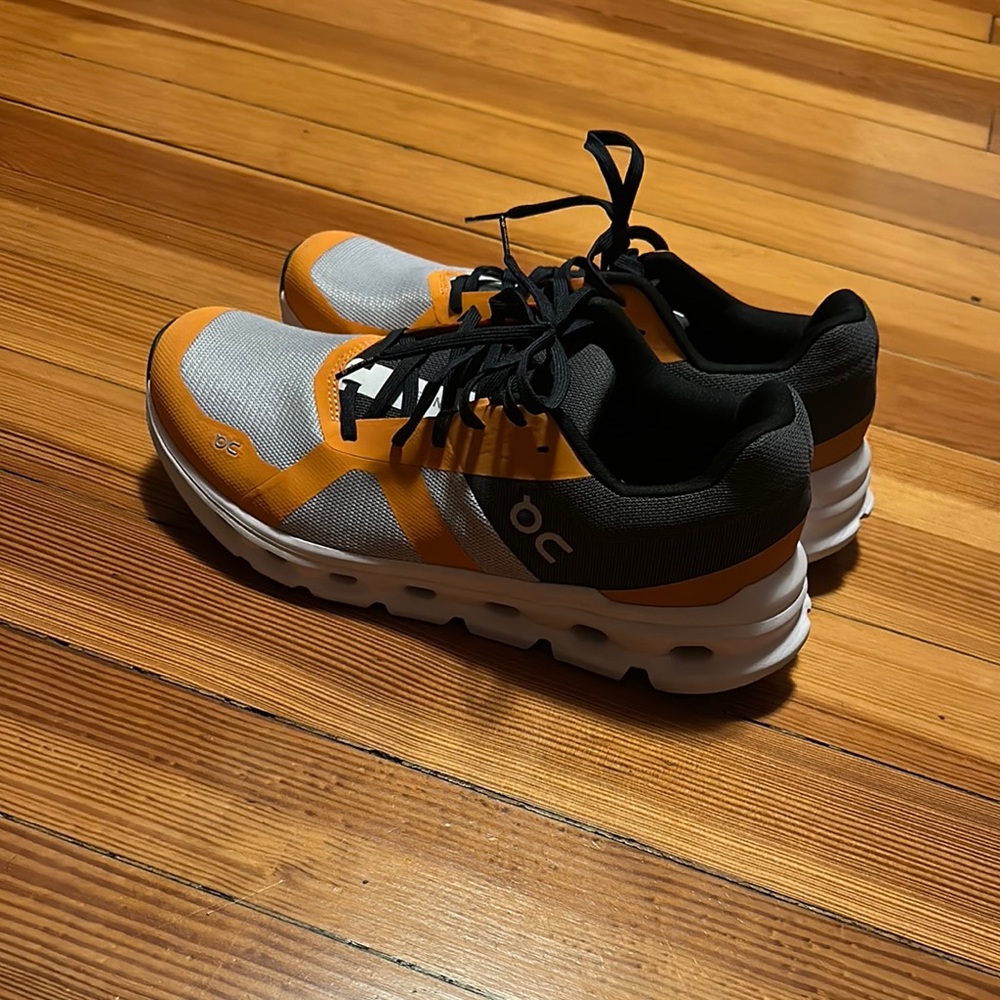 On Cloud Orange and Black Sneakers